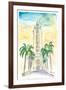 Hawaii - Aloha Tower Greetings and Palms-M. Bleichner-Framed Art Print