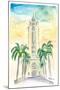 Hawaii - Aloha Tower Greetings and Palms-M. Bleichner-Mounted Art Print