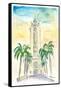 Hawaii - Aloha Tower Greetings and Palms-M. Bleichner-Framed Stretched Canvas