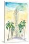 Hawaii - Aloha Tower Greetings and Palms-M. Bleichner-Stretched Canvas