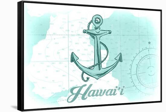 Hawaii - Anchor - Teal - Coastal Icon-Lantern Press-Framed Stretched Canvas