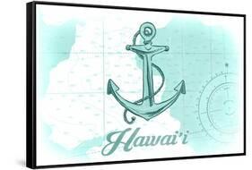 Hawaii - Anchor - Teal - Coastal Icon-Lantern Press-Framed Stretched Canvas