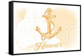 Hawaii - Anchor - Yellow - Coastal Icon-Lantern Press-Framed Stretched Canvas