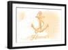 Hawaii - Anchor - Yellow - Coastal Icon-Lantern Press-Framed Art Print