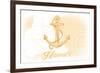 Hawaii - Anchor - Yellow - Coastal Icon-Lantern Press-Framed Art Print