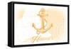 Hawaii - Anchor - Yellow - Coastal Icon-Lantern Press-Framed Stretched Canvas