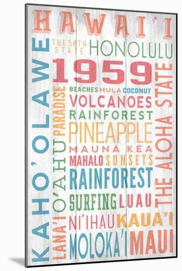 Hawaii - Barnwood Typography-Lantern Press-Mounted Art Print