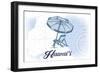 Hawaii - Beach Chair and Umbrella - Blue - Coastal Icon-Lantern Press-Framed Art Print