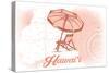 Hawaii - Beach Chair and Umbrella - Coral - Coastal Icon-Lantern Press-Stretched Canvas