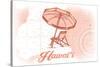 Hawaii - Beach Chair and Umbrella - Coral - Coastal Icon-Lantern Press-Stretched Canvas