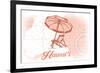 Hawaii - Beach Chair and Umbrella - Coral - Coastal Icon-Lantern Press-Framed Art Print