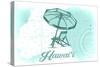 Hawaii - Beach Chair and Umbrella - Teal - Coastal Icon-Lantern Press-Stretched Canvas