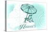 Hawaii - Beach Chair and Umbrella - Teal - Coastal Icon-Lantern Press-Stretched Canvas