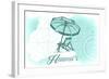 Hawaii - Beach Chair and Umbrella - Teal - Coastal Icon-Lantern Press-Framed Art Print