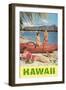 Hawaii, Beach Scene with Outrigger-null-Framed Art Print