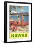 Hawaii, Beach Scene with Outrigger-null-Framed Art Print