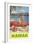 Hawaii, Beach Scene with Outrigger-null-Framed Art Print