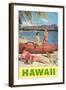 Hawaii, Beach Scene with Outrigger-null-Framed Art Print