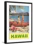 Hawaii, Beach Scene with Outrigger-null-Framed Art Print