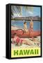 Hawaii, Beach Scene with Outrigger-null-Framed Stretched Canvas