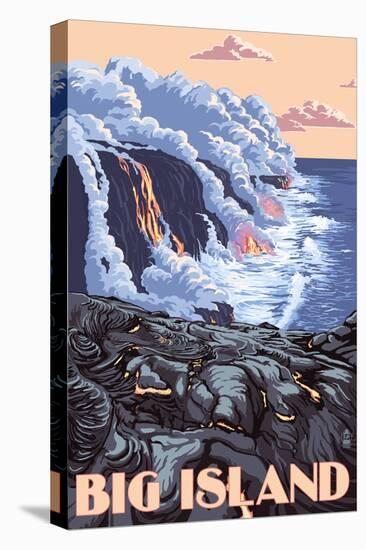 Hawaii - Big Island - Lava Flow Scene-Lantern Press-Stretched Canvas