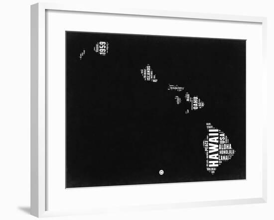 Hawaii Black and White Map-NaxArt-Framed Art Print