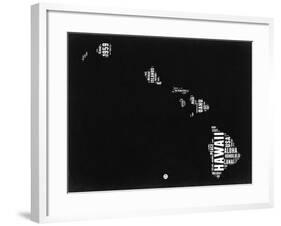 Hawaii Black and White Map-NaxArt-Framed Art Print