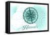 Hawaii - Compass - Teal - Coastal Icon-Lantern Press-Framed Stretched Canvas