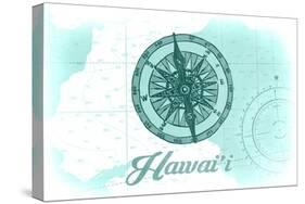 Hawaii - Compass - Teal - Coastal Icon-Lantern Press-Stretched Canvas