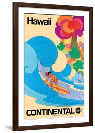 Hawaii Hawaiian Master Art Print Psychedelic Flower Power Art Hawaiian Surfer 13 x 19in Continental Airlines Vintage Hawaiian Travel Poster c.1960s
