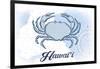 Hawaii - Crab - Blue - Coastal Icon-Lantern Press-Framed Art Print