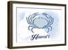 Hawaii - Crab - Blue - Coastal Icon-Lantern Press-Framed Art Print