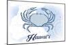 Hawaii - Crab - Blue - Coastal Icon-Lantern Press-Mounted Art Print