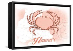 Hawaii - Crab - Coral - Coastal Icon-Lantern Press-Framed Stretched Canvas