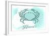 Hawaii - Crab - Teal - Coastal Icon-Lantern Press-Framed Art Print