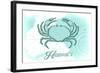 Hawaii - Crab - Teal - Coastal Icon-Lantern Press-Framed Art Print