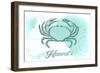 Hawaii - Crab - Teal - Coastal Icon-Lantern Press-Framed Art Print