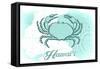 Hawaii - Crab - Teal - Coastal Icon-Lantern Press-Framed Stretched Canvas