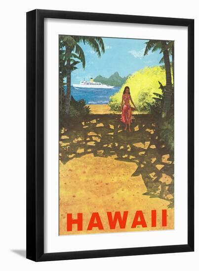 Hawaii, Cruise Liner, Girl on Beach Path-null-Framed Art Print