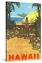 Hawaii, Cruise Liner, Girl on Beach Path-null-Stretched Canvas