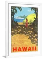 Hawaii, Cruise Liner, Girl on Beach Path-null-Framed Art Print