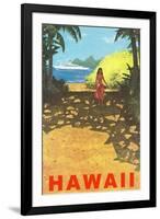 Hawaii, Cruise Liner, Girl on Beach Path-null-Framed Art Print