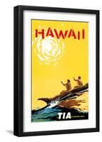 Hawaii - Fly TIA (Trans International Airlines) - Hawaiian Outrigger Canoe (Wa’a)-Roger LaManna-Framed Art Print