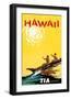 Hawaii - Fly TIA (Trans International Airlines) - Hawaiian Outrigger Canoe (Wa’a)-Roger LaManna-Framed Art Print