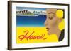 Hawaii, Graphic of Diamond Head and Woman-null-Framed Art Print