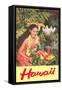 Hawaii, Hawaiian Woman with Fruit-null-Framed Stretched Canvas