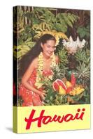 Hawaii, Hawaiian Woman with Fruit-null-Stretched Canvas