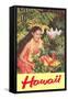 Hawaii, Hawaiian Woman with Fruit-null-Framed Stretched Canvas