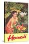 Hawaii, Hawaiian Woman with Fruit-null-Stretched Canvas