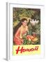 Hawaii, Hawaiian Woman with Fruit-null-Framed Art Print